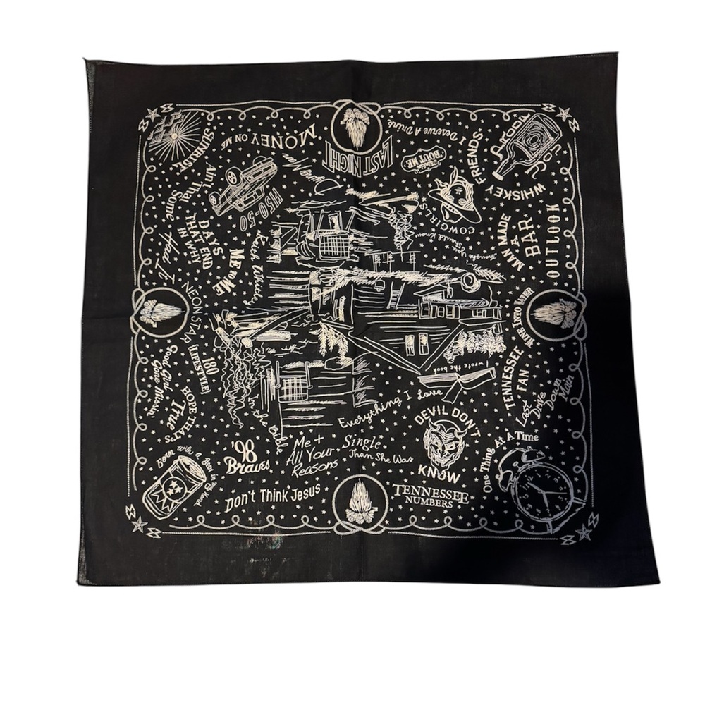 Morgan Wallen MW Tennessee Black Graphic Bandana